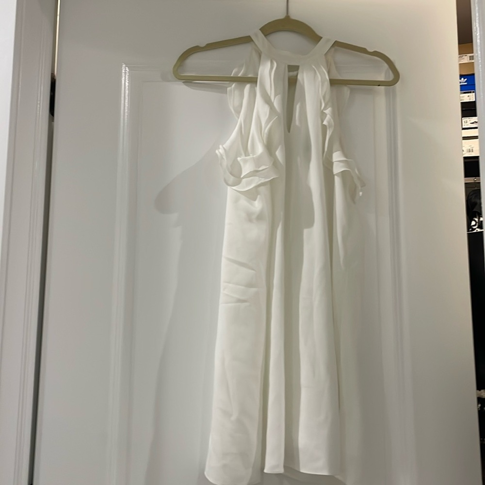 White Halter Ruffle Dress